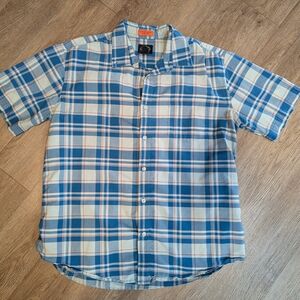 Men's St Johns Bay Blue Plaid Shirt Size XL.
